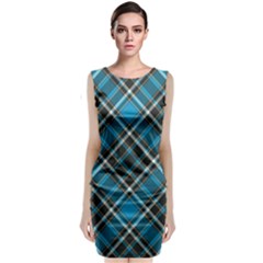 Tartan Scotland Seamless Plaid Pattern Vintage Check Color Square Geometric Texture Sleeveless Velvet Midi Dress by Wegoenart