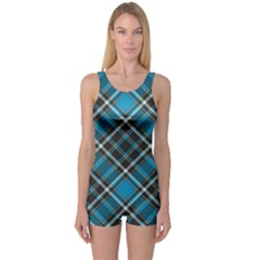 Tartan Scotland Seamless Plaid Pattern Vintage Check Color Square Geometric Texture One Piece Boyleg Swimsuit by Wegoenart