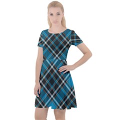 Tartan Scotland Seamless Plaid Pattern Vintage Check Color Square Geometric Texture Cap Sleeve Velour Dress  by Wegoenart