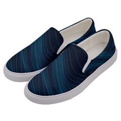 Abstract Glowing Blue Wave Lines Pattern With Particles Elements Dark Background Men s Canvas Slip Ons by Wegoenart