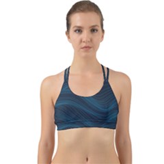 Abstract Glowing Blue Wave Lines Pattern With Particles Elements Dark Background Back Web Sports Bra by Wegoenart