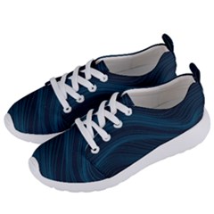 Abstract Glowing Blue Wave Lines Pattern With Particles Elements Dark Background Women s Lightweight Sports Shoes