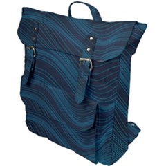 Abstract Glowing Blue Wave Lines Pattern With Particles Elements Dark Background Buckle Up Backpack by Wegoenart