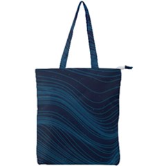 Abstract Glowing Blue Wave Lines Pattern With Particles Elements Dark Background Double Zip Up Tote Bag by Wegoenart