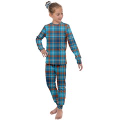 Tartan Scotland Seamless Plaid Pattern Vintage Check Color Square Geometric Texture Kids  Long Sleeve Set  by Wegoenart