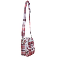 Red Abstract Check Textile Seamless Pattern Shoulder Strap Belt Bag by Wegoenart