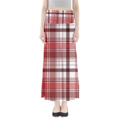 Red Abstract Check Textile Seamless Pattern Full Length Maxi Skirt by Wegoenart