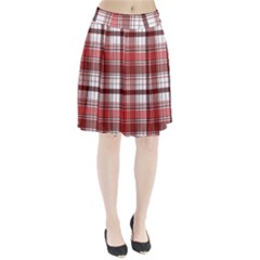 Red Abstract Check Textile Seamless Pattern Pleated Skirt by Wegoenart