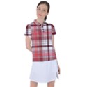 Red Abstract Check Textile Seamless Pattern Women s Polo Tee View1