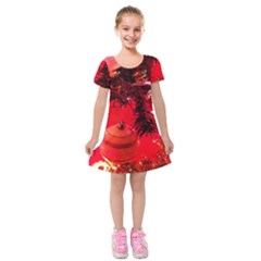 Christmas Tree  1 4 Kids  Short Sleeve Velvet Dress