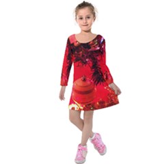 Christmas Tree  1 4 Kids  Long Sleeve Velvet Dress