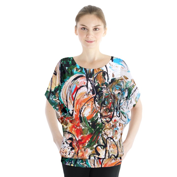 Lilies In A Vase 1 2 Batwing Chiffon Blouse