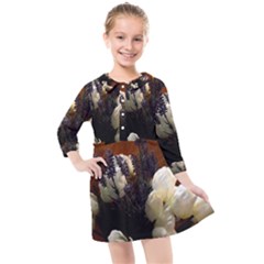 Tulips 1 2 Kids  Quarter Sleeve Shirt Dress by bestdesignintheworld