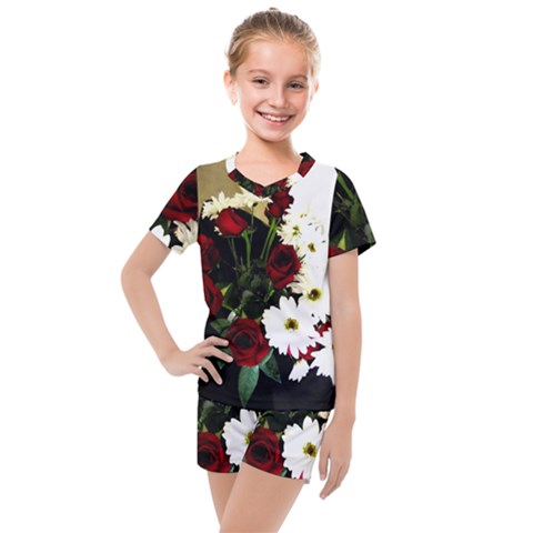 Roses 1 2 Kids  Mesh Tee And Shorts Set by bestdesignintheworld