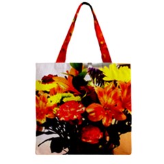 Flowers In A Vase 1 2 Zipper Grocery Tote Bag by bestdesignintheworld