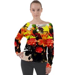 Flowers In A Vase 1 2 Off Shoulder Long Sleeve Velour Top by bestdesignintheworld