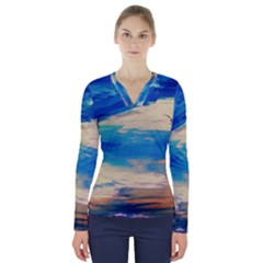 Skydiving 1 1 V-neck Long Sleeve Top by bestdesignintheworld