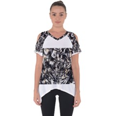 Marble Texture Cut Out Side Drop Tee by letsbeflawed