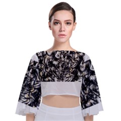 Marble Texture Tie Back Butterfly Sleeve Chiffon Top