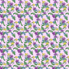 Tropical Flowers Fabric by fabqa