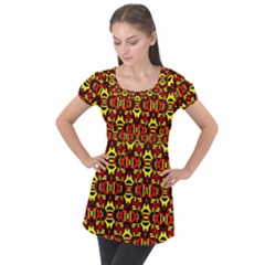Rby-c-1-6 Puff Sleeve Tunic Top