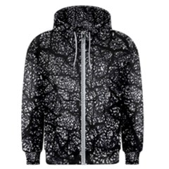 Black And White Dark Abstract Texture Print Men s Zipper Hoodie by dflcprintsclothing