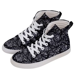 Black And White Dark Abstract Texture Print Men s Hi-top Skate Sneakers by dflcprintsclothing