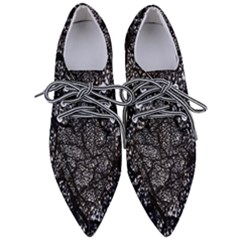 Black And White Dark Abstract Texture Print Women s Pointed Oxford Shoes