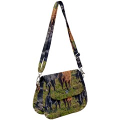 Cows At Countryside, Maldonado Department, Uruguay Saddle Handbag by dflcprints