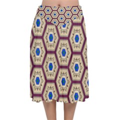 Tiriddo Velvet Flared Midi Skirt