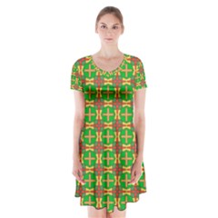 Yasawa Short Sleeve V-neck Flare Dress by deformigo