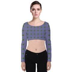 Taffia Velvet Long Sleeve Crop Top