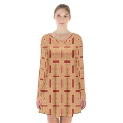 Tangra Long Sleeve Velvet V-neck Dress