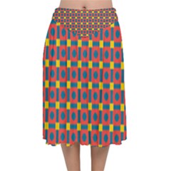 Senouras Velvet Flared Midi Skirt