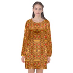 Rby-c-3-1 Long Sleeve Chiffon Shift Dress 