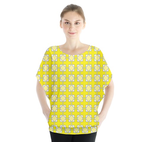 Goldenrod Batwing Chiffon Blouse by deformigo