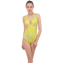 Goldenrod Halter Front Plunge Swimsuit by deformigo