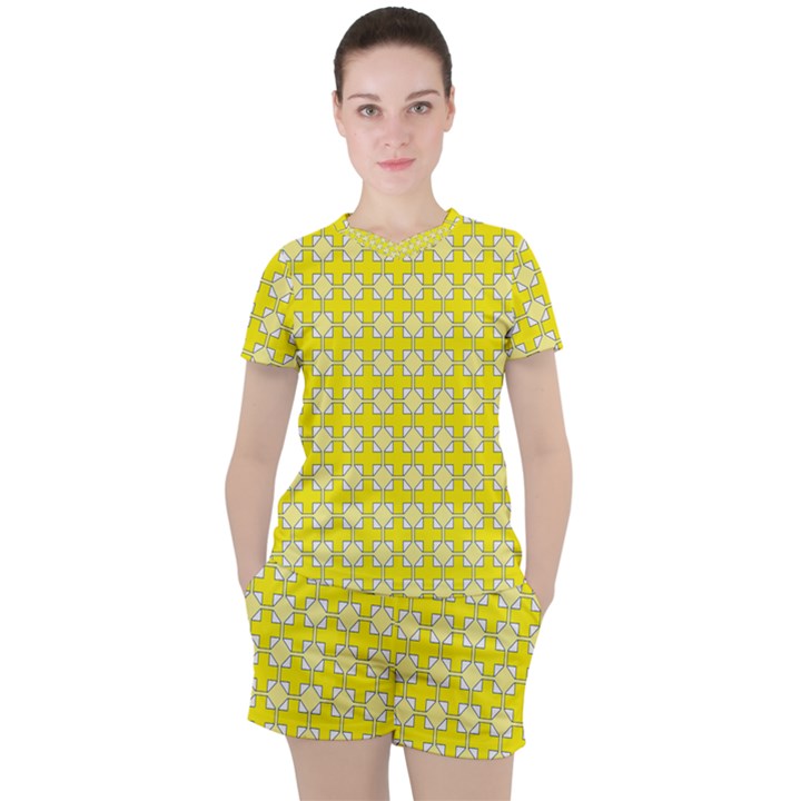 Goldenrod Women s Tee and Shorts Set
