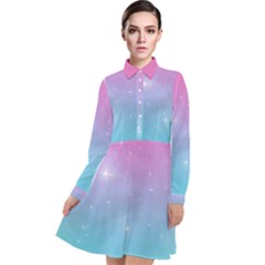 Pastel Goth Galaxy  Long Sleeve Chiffon Shirt Dress by thethiiird