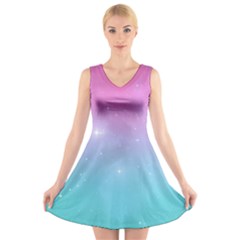 Pastel Goth Galaxy  V-Neck Sleeveless Dress