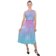 Pastel Goth Galaxy  Midi Tie-back Chiffon Dress by thethiiird