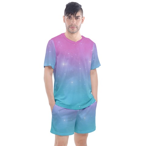 Pastel Goth Galaxy  Men s Mesh Tee And Shorts Set by thethiiird