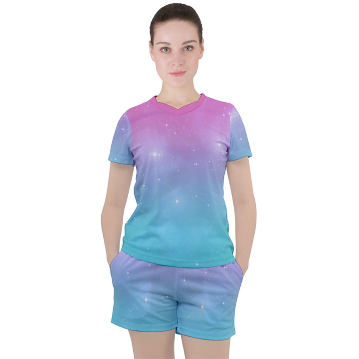 Pastel Goth Galaxy  Women s Tee and Shorts Set