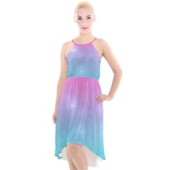 Pastel Goth Galaxy  High-Low Halter Chiffon Dress 