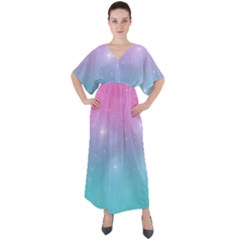 Pastel Goth Galaxy  V-Neck Boho Style Maxi Dress