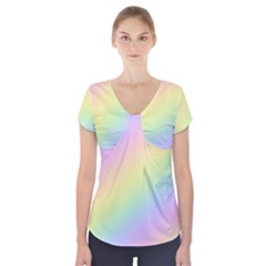 Pastel Goth Rainbow  Short Sleeve Front Detail Top by thethiiird