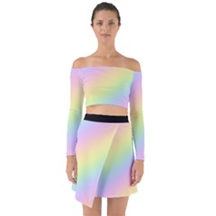 Pastel Goth Rainbow  Off Shoulder Top With Skirt Set