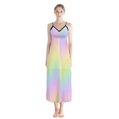 Pastel Goth Rainbow  Button Up Chiffon Maxi Dress