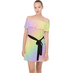 Pastel Goth Rainbow  Off Shoulder Chiffon Dress