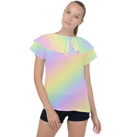 Pastel Goth Rainbow  Ruffle Collar Chiffon Blouse by thethiiird